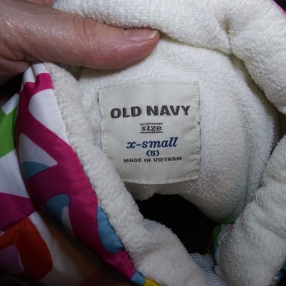 Old Navy Hippie/Boho Multicolored Peace Sign Fleece Lined Puffer Vest - Picture 3 of 6